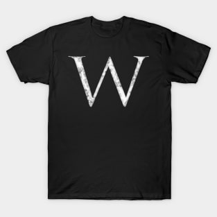 W in Roman White Marble Latin Alphabet Letter Sticker T-Shirt